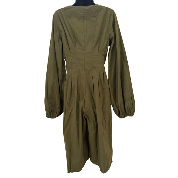 Andrea‎ Iyamah Nia Culotte Jumpsuit Green Size S Cropped Pant Bubble Sleeve - Picture 4 of 13